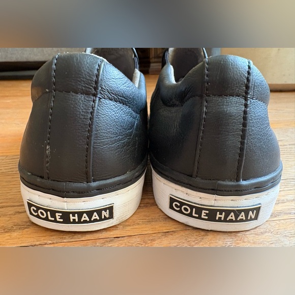 Cole Haan Black Slip-on Leather Sneakers size 11.5 - Picture 3 of 7